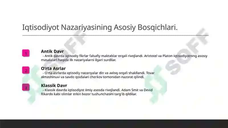 Iqtisodiyot nazariyasi rivojlanishining asosiy bosqichlari 3