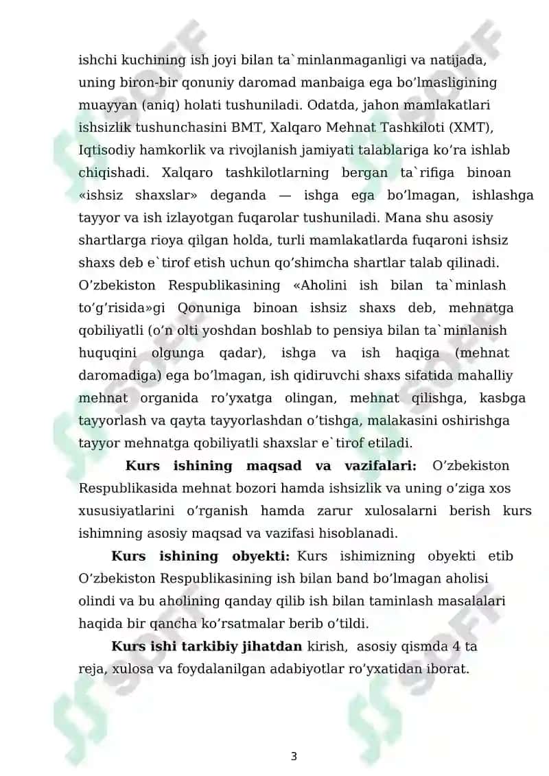 O'ZBEKISTON RESPUBLIKASIDA MEHNAT BOZORINING SHAKLLANISHI VA ISHSIZLIKNI O'ZIGA XOS XUSUSIYATLARI 3