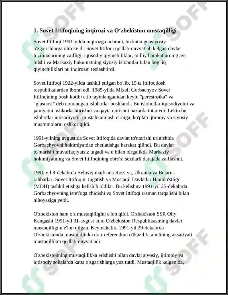 MUSTAQILLIKKA ERISHISH ARAFASIDA OʻZBEKISTONDAGI IJTIMOIY-SIYOSIY JARAYONLAR 3