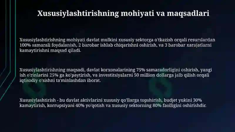 Davlat mulkini xususiylashtirish va boshqarish-iqtisodiyotni tartibga solish vositasi 3