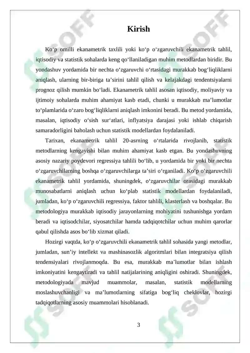 Ko'p Omilli Ekanametrik Taxlili 3