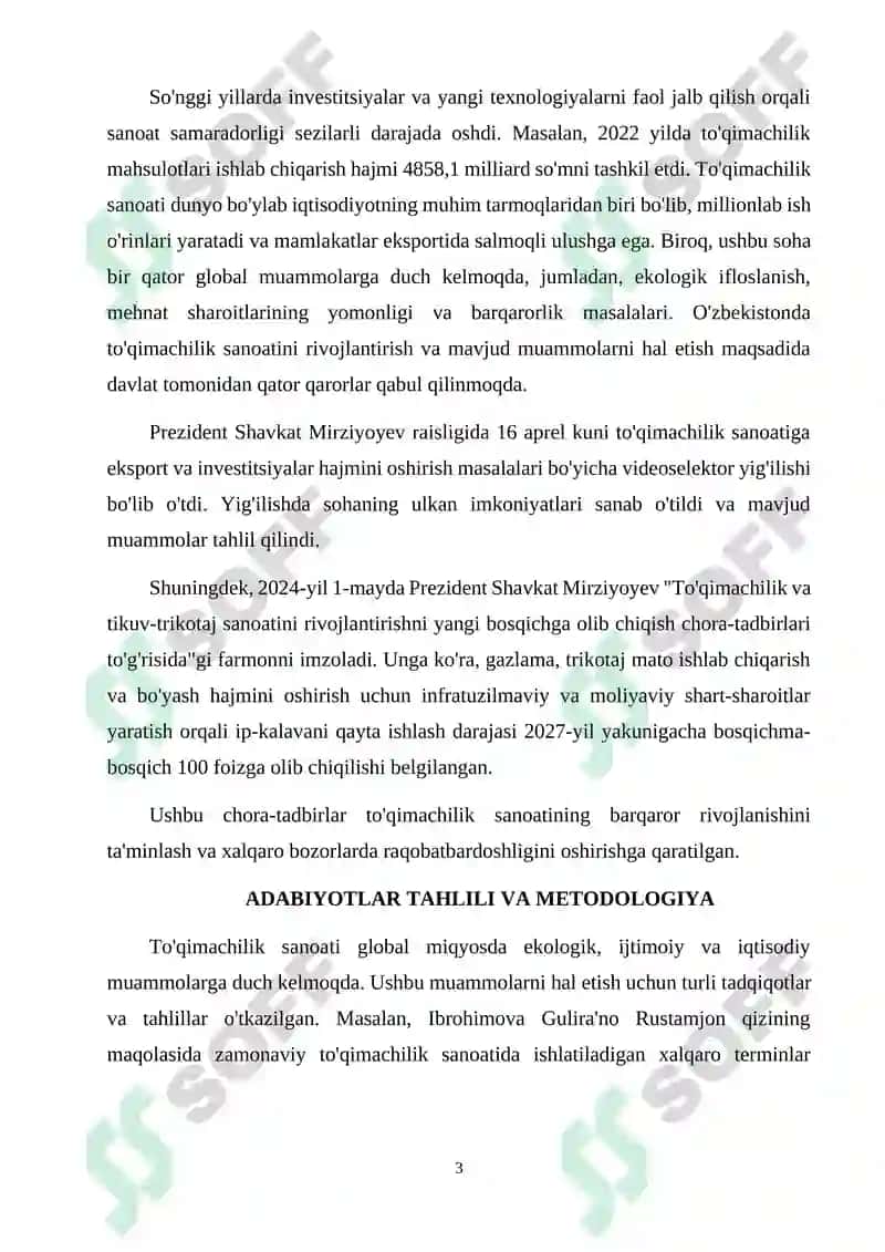 TO’QIMACHILIK SANOATIDAGI GLOBAL MUAMMOLAR VA ULARNING YECHIMLARI 3