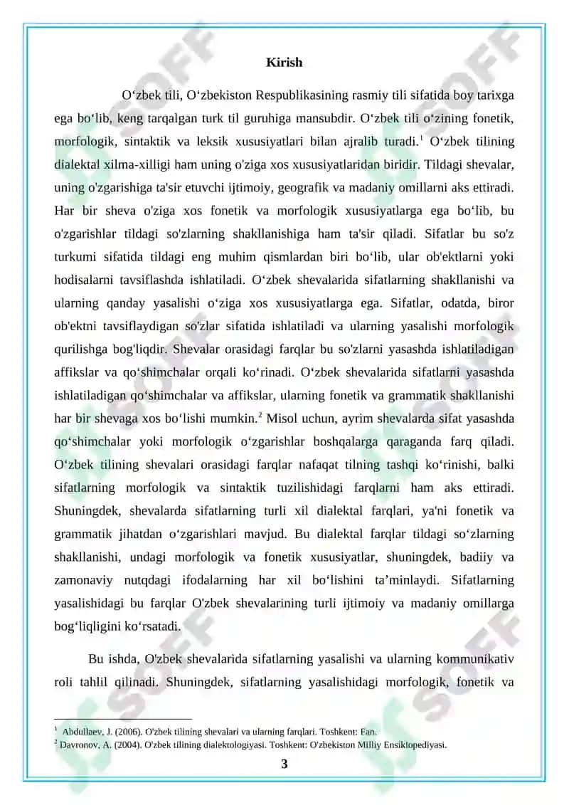 Oʻzbek shevalarida sifat va uning yasalishi 3