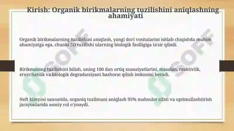 Kimyoviy usullar asosida noma'lum organik birikmanlarning tuzilishini aniqlash 3