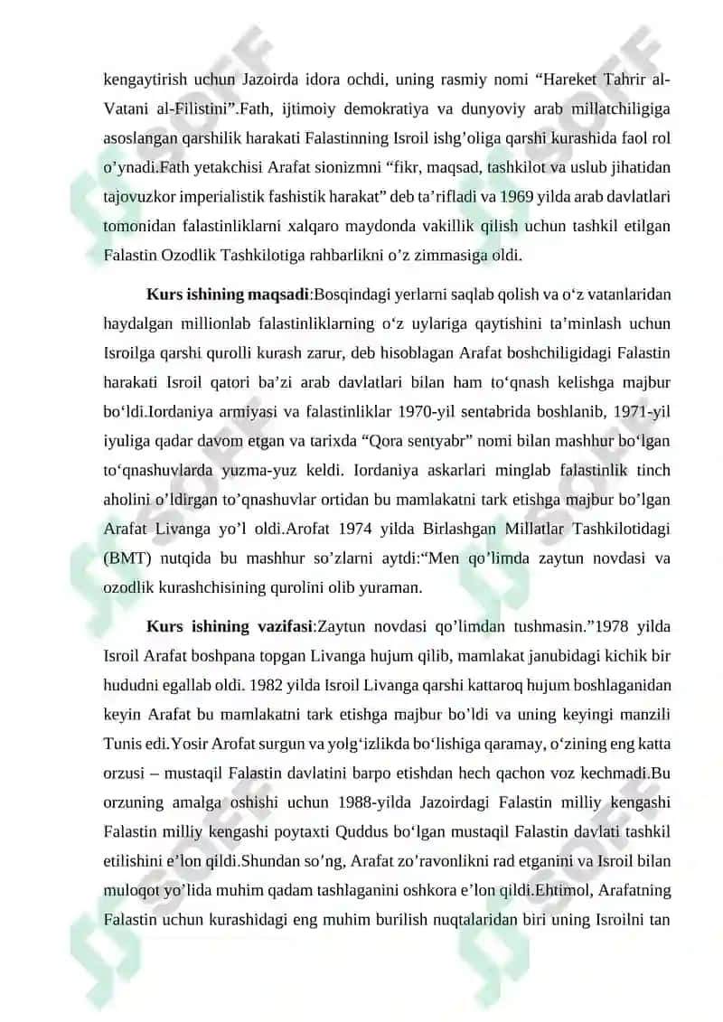 Yosir Arofatning Falastin Davlatining Tuzilishidagi O'rni 3