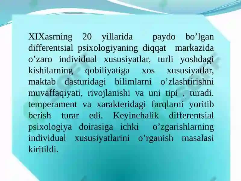Differensial psixologiyaning vazifalari va tadqiqot metodlari. 3