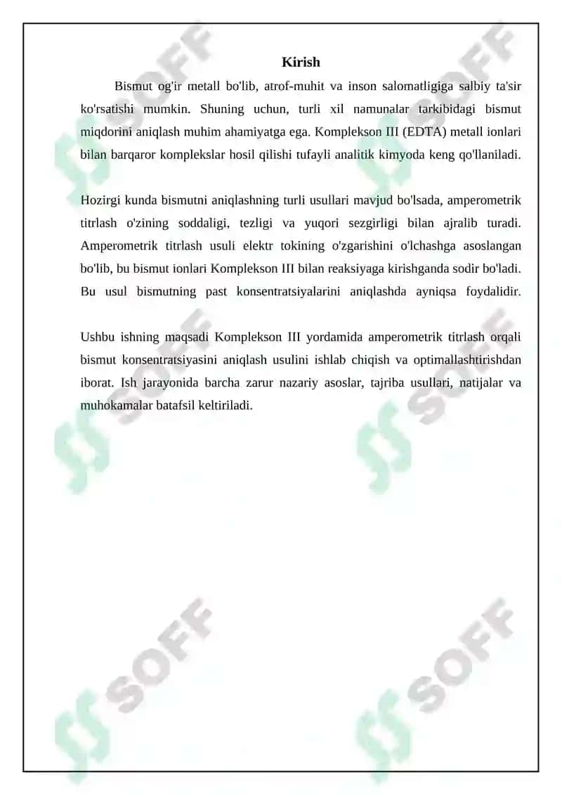 Amperometrik Titrlash Asoslari va Bismut (III) bilan Kompleks Hosil Bo'lish Mexanizmi 3