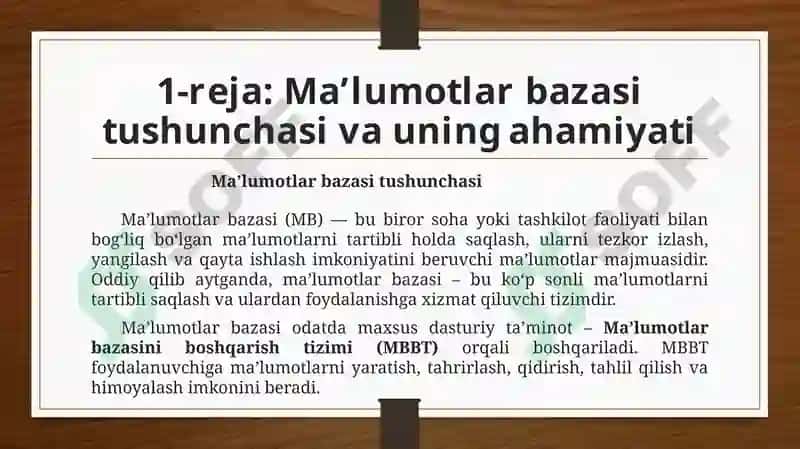 Ma'lumotlar bazasining ahamiyati 3