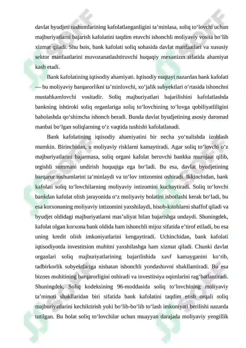 Bank kafolati soliq majburiyatlarining bajarilishini ta’minlash usuli sifatida 3
