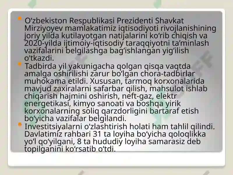 Shavkat Mirziyoyevning Tashabbuslari 3
