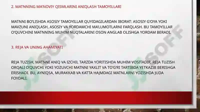 Matnning ma'noviy qismlarga bo‘linishi tushunchasi 3