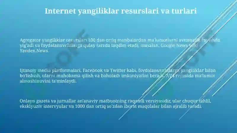 Internet yangiliklar resurslari va axbarotni qabul qilish psixologiyasi 3