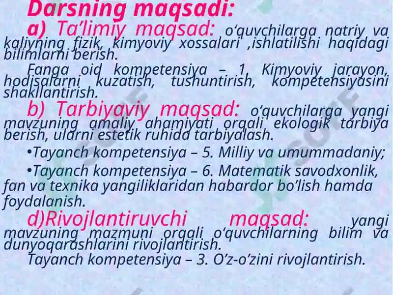Natriy va Kaliyning xossalari va ishlatilishi 3