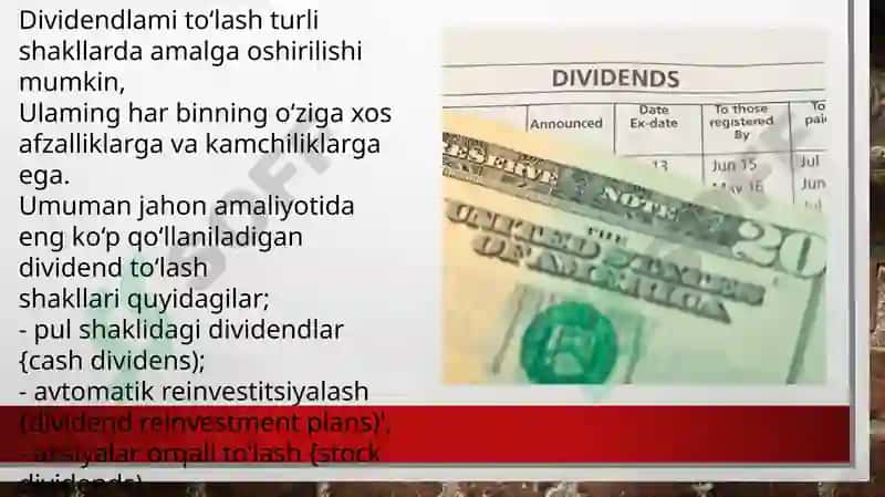 Dividend to‘lash jarayonidagi bosqichlar va to‘lov shakllari 3