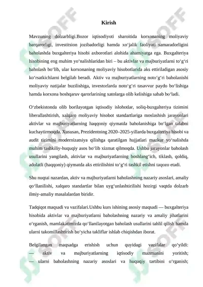 Buxgalteriya hisobida aktivlar va majburiyatlarni baholash 3