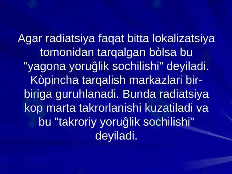 Yoruĝlikning sochilishi va yutilishi. Fotometrik kattaliklar 3