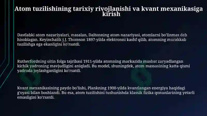Atom tuzilishi nazariyasi va kvant mexanikasi 3