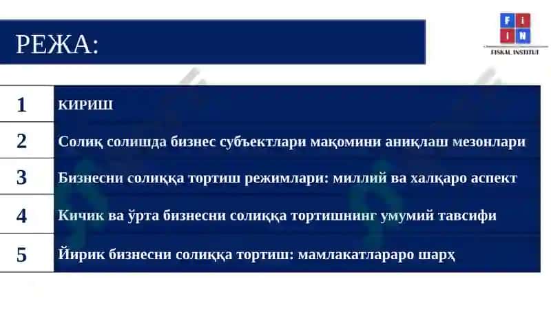 Бизнесни солиққа тортиш режимлари 3