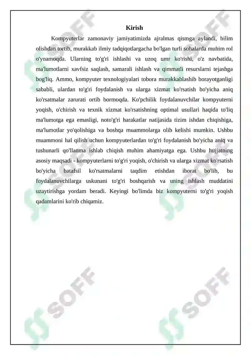 Kompyuterni to'g'ri yoqish, o'chirish va texnik xizmat ko'rsatish qoidalari 3