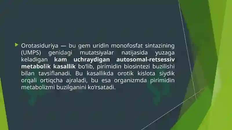 Orotasiduriya uning sabablari va uridin bilan davolash mexanizmi 3