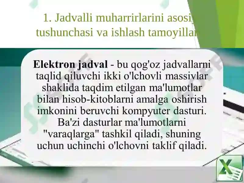 IQTISODIY MASALALARNI YECHISHDA JADVAL MUHARRIRLARIDAN FOYDALANISH 3
