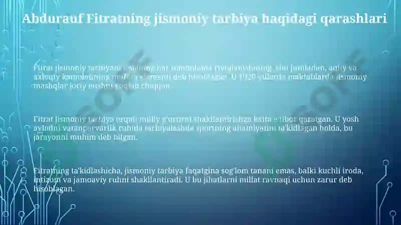 Abdurauf Fitrat va Abdulla Avloniyning jismoniy tarbiyato‘g‘risidagifikrlari 3