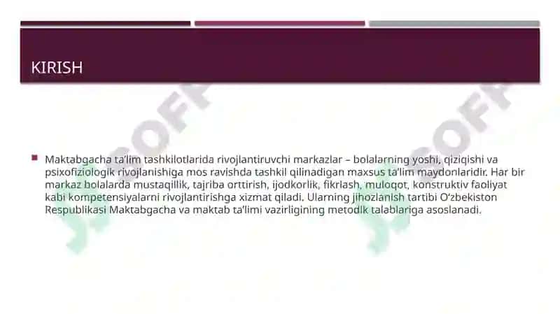 Maktabgacha ta’limda rivojlantiruvchi markazlarni jihozlarini tartibi 3
