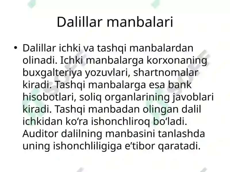 Audit va auditorlik dalillari 3
