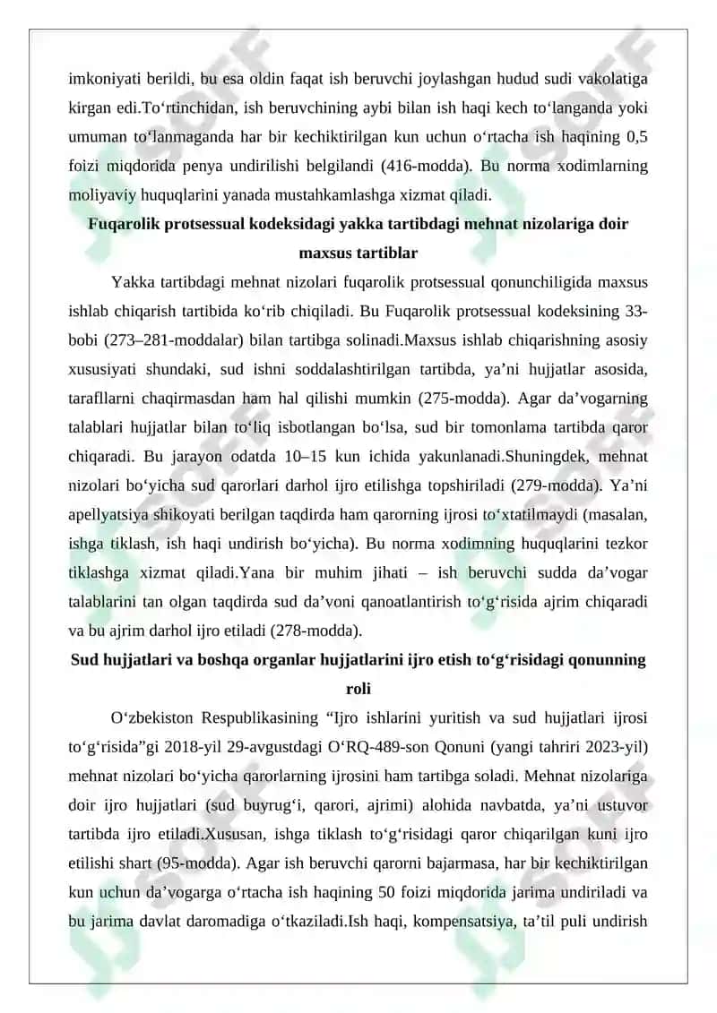 Yakka tartibdagi mehnat nizolari bo‘yicha qarorlarni ijro etilish tartibi 3
