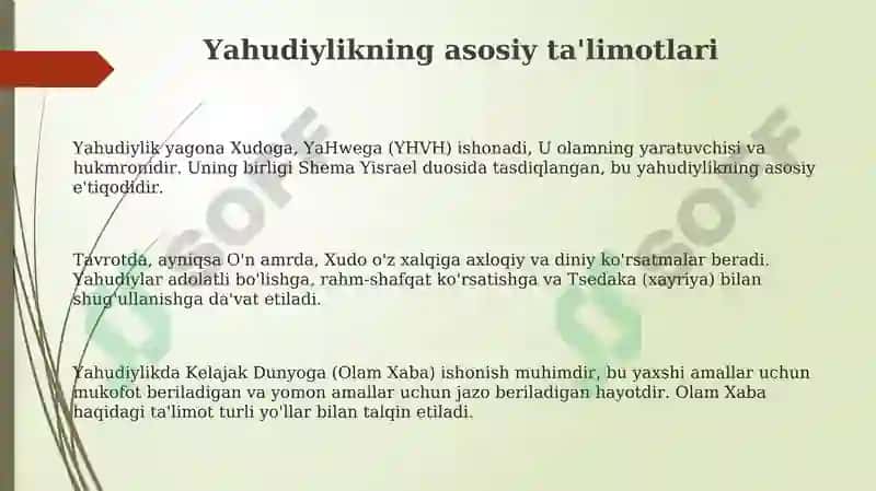 Yahudiylik ta'limoti va muqaddas kitobi 3