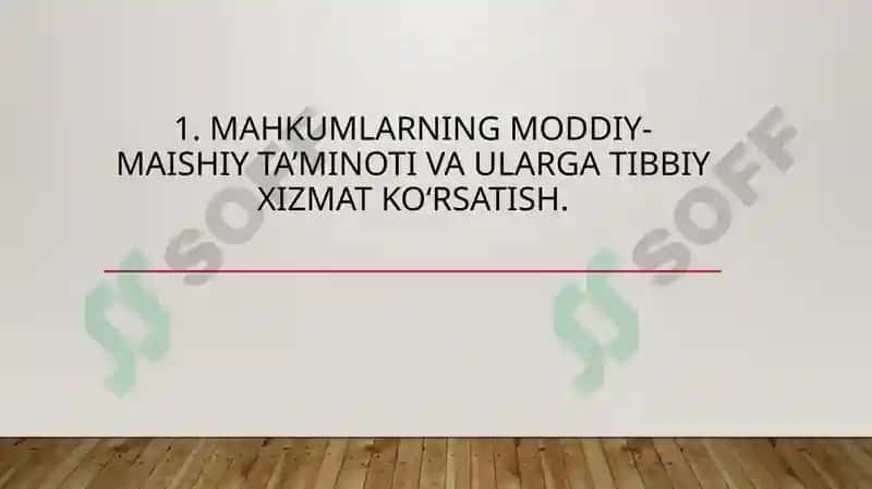 Mahkumlarning moddiy-maishiy ta’minoti va ularga tibbiy xizmat ko‘rsatish 3