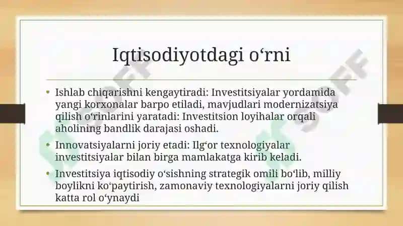 Investitsiya va uning iqtisodiy ahamiyati 3