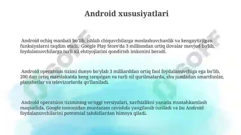 Android operatsion tizim 3