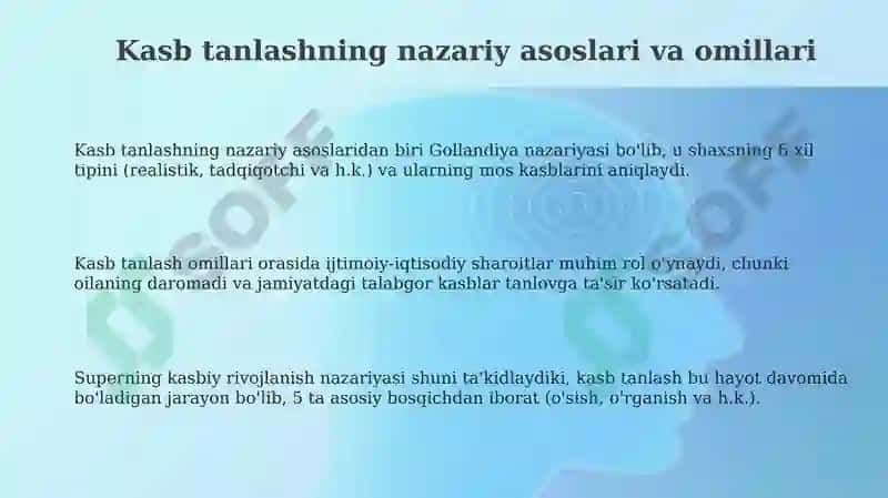 Kasb tanlashning nazariy asoslari va omillari 3