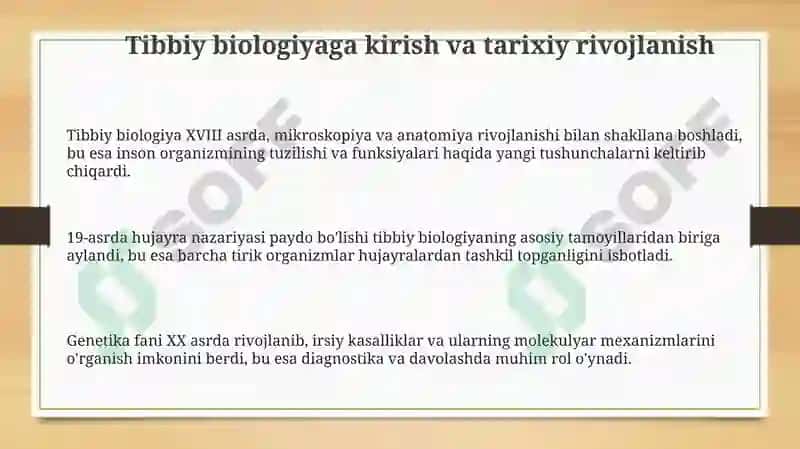 Tibbiy biologiya faniga kirish 3