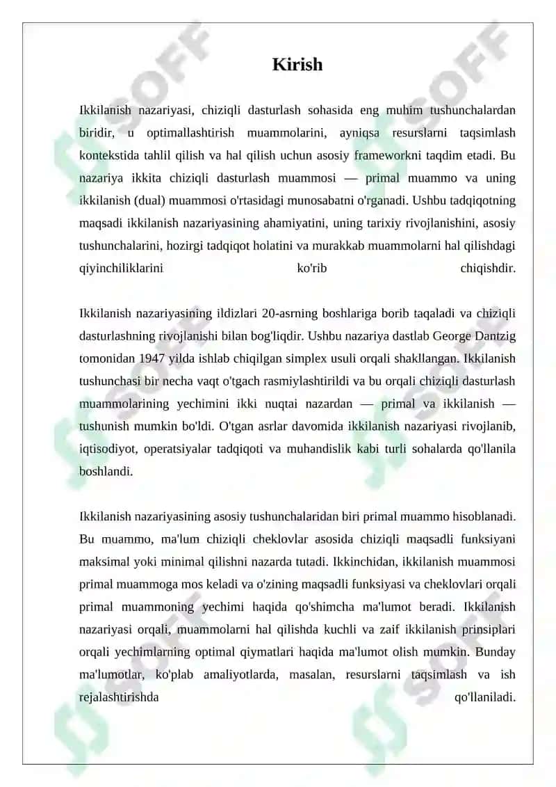 CHPM DA IKKILANISH NAZARIYASI QO'SHMA MASALALARNI KO'RISH VA YECHISH 3