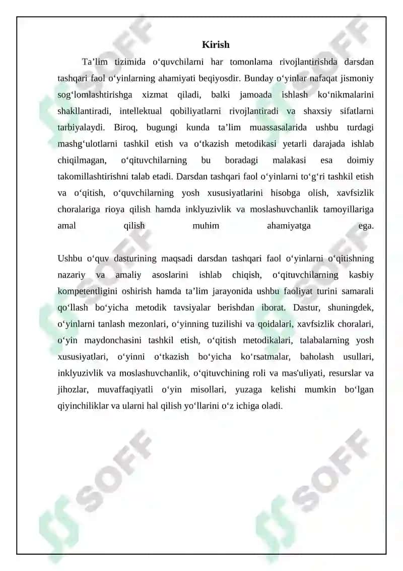 Darsdan tashqari faol o'yinlarni urgatish 3