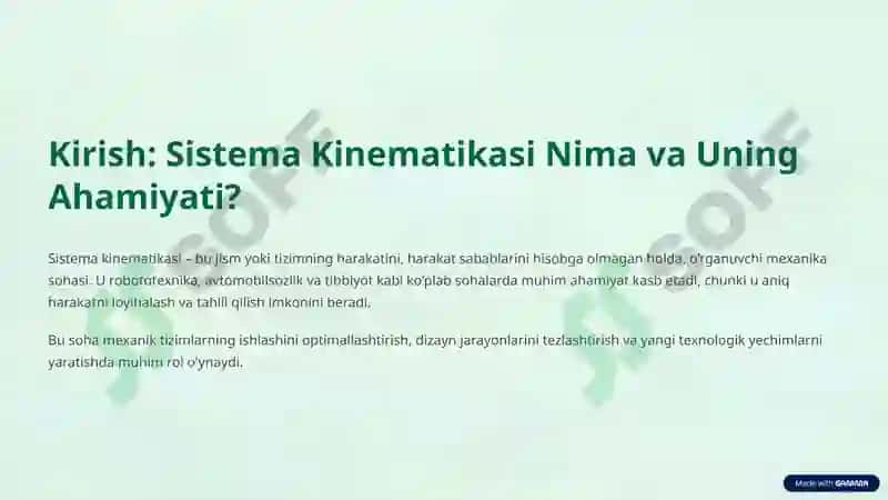 Sistema Kinematikasining Hozirgi Rivojlanish Dasturlari 3