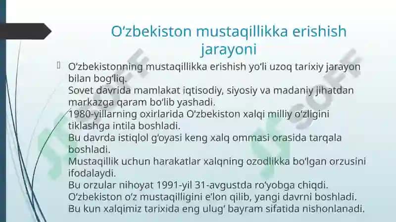 O‘zbekistonning o‘zistiqlol va taraqqiyot yo‘li 3