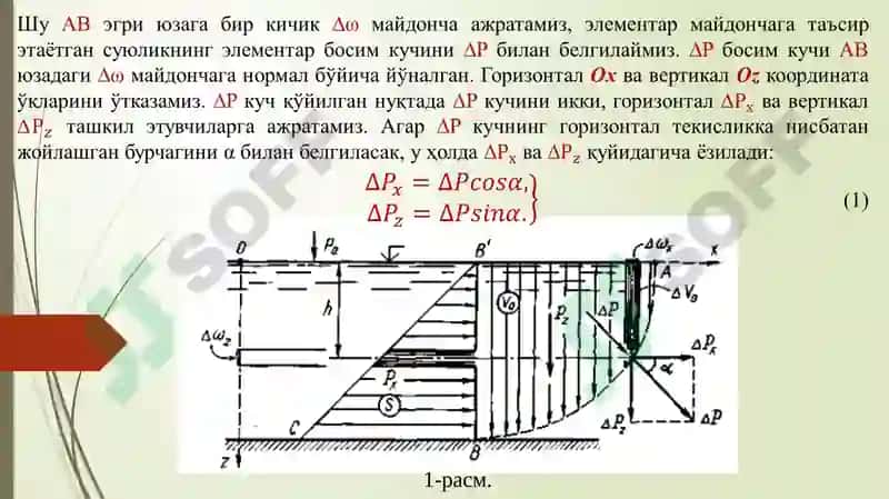 Гидростатик босим кучининг эрги сиртга таъсири 3