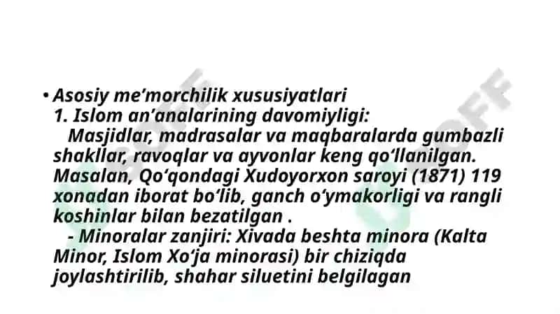 XIX asr birinchi yarmi XX asr boshlaridaxonliklarmemorchiliginingasosiy xususiyatlari vamemoriyobidalar 3