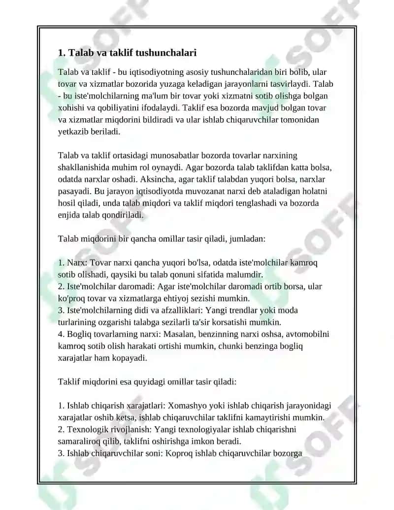 TALAB VA TAKLIFNING BOZOR MUOZANATIGA TA'SIRI 3