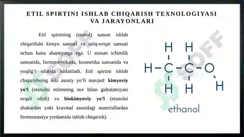 Etil spirtini ishlab chiqarish va uilarning har bir bosqichida eksergiyani hisoblash. 3