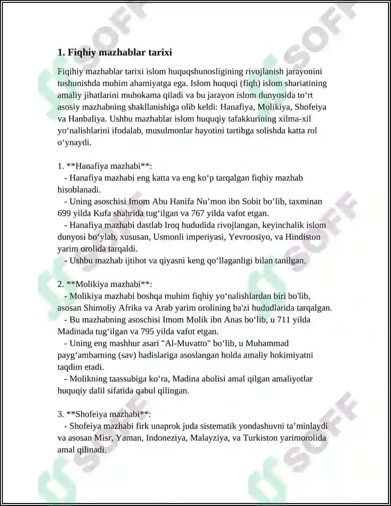 SUNIYLIKDAGI FIQHIY MAHZABLAR 3