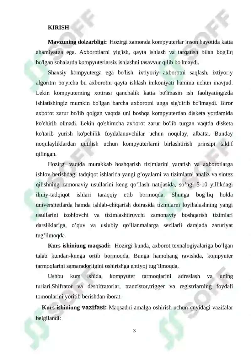 Adreslash va uning turlari.Shifrator va deshifratorlar.Tranzistor,trigger va registrlar 3