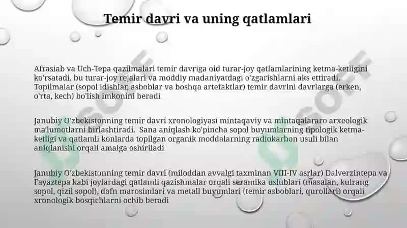 Janubiy Ozbekiston arxeologik obidalarining stratigrafiyasi va xronologiyasi 3