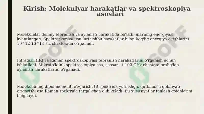 Organik molekulalarning tebranma va aylanma spektrlari 3