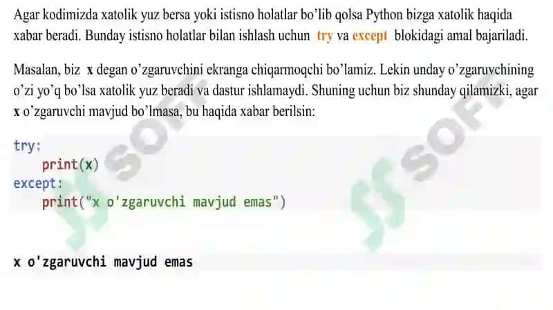 Python dasturlash tilida istisnolar 3