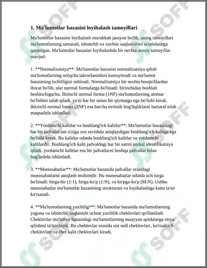 ACCESS DASTURIDA IQTISODIY OBYEKTLARNING MALUMOTLAR BAZASINI YARATISH 3
