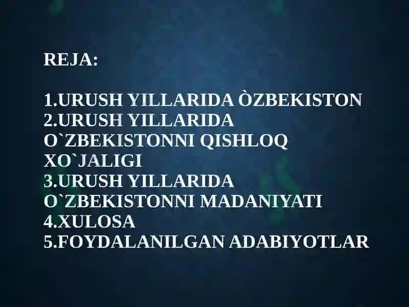 Urush yillarida Oʻzbekiston 3